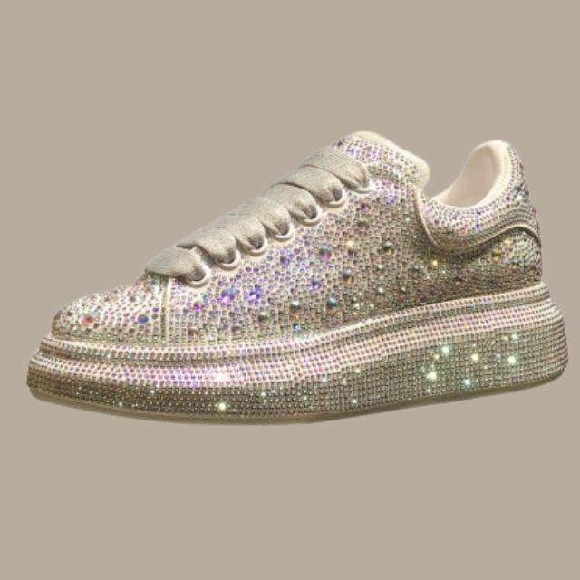 Lauren- Glitzernde Sneaker mit Kristallverzierungen
