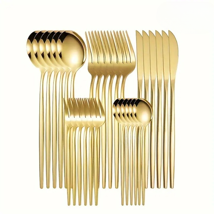 Lunarex | 30-teiliges goldenes Edelstahl-Besteckset