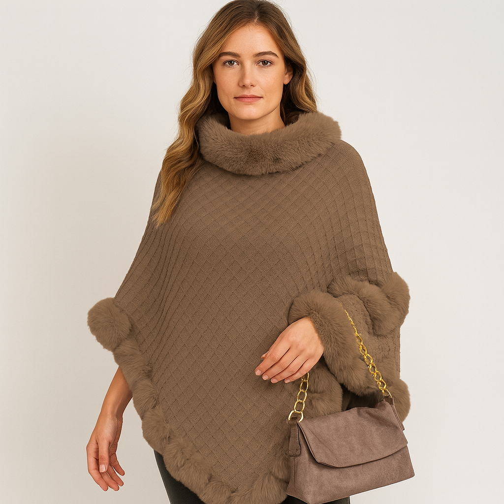 Maribeth | Cardigan mit Kunstpelzbesatz und asymmetrischem Saum