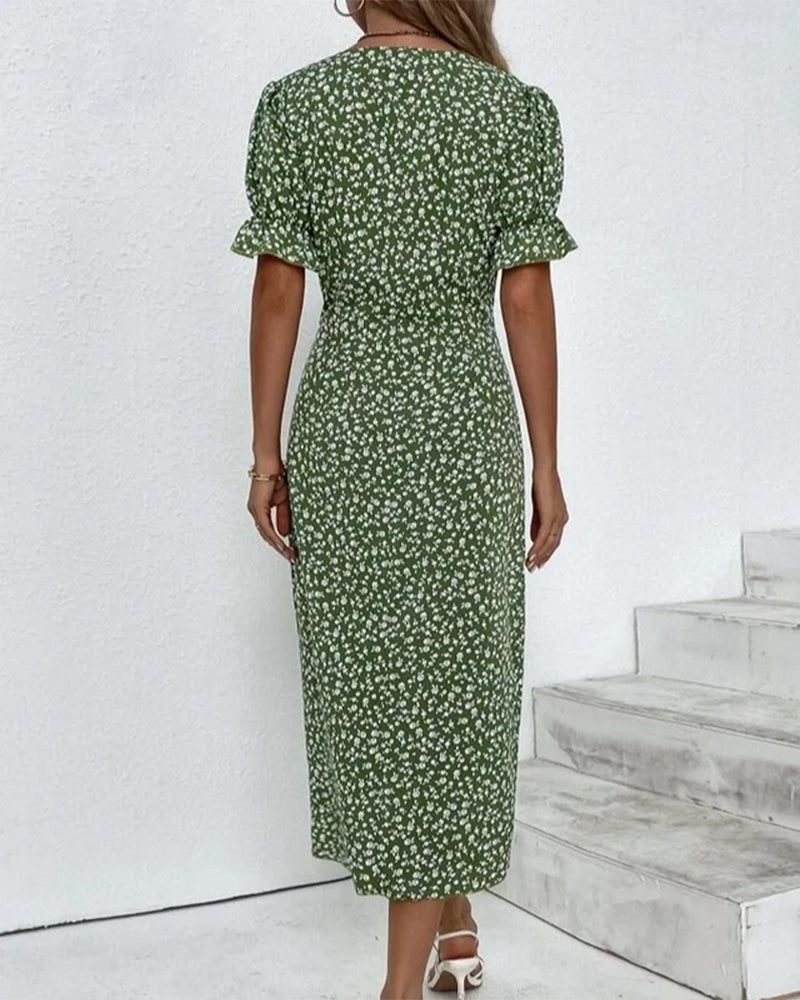 Marina- Kurzärmeliges Kleid mit Blumendruck