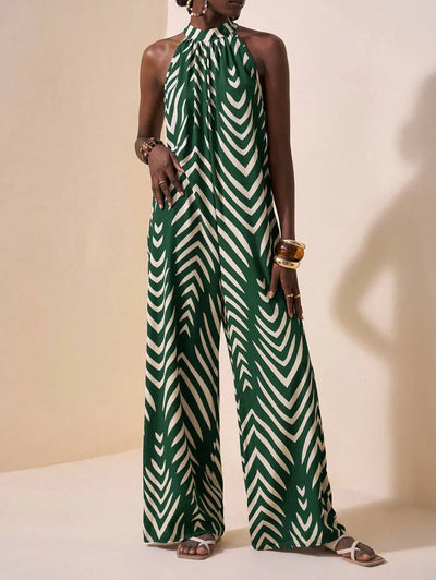 Melina – Neckholder Jumpsuit Damen Gestreift Weit Für Sommer