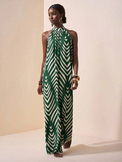 Melina – Neckholder Jumpsuit Damen Gestreift Weit Für Sommer