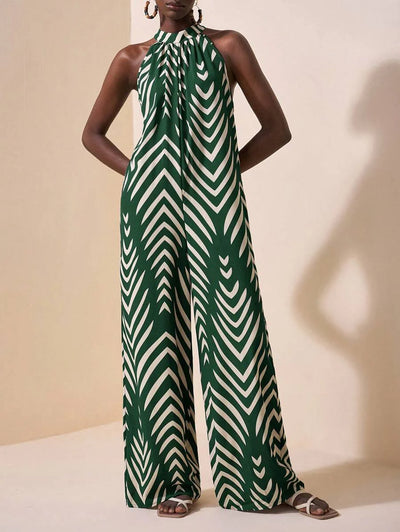 Melina – Neckholder Jumpsuit Damen Gestreift Weit Für Sommer