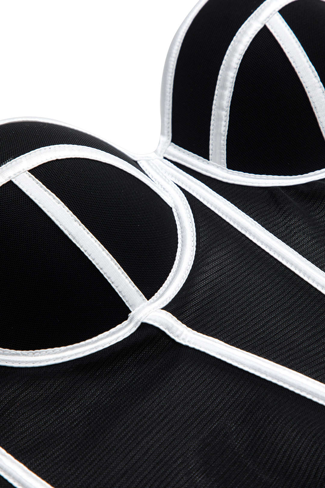 Cecilia | Elegantes Mesh-Korsett-Top mit Kontrastpaspeln