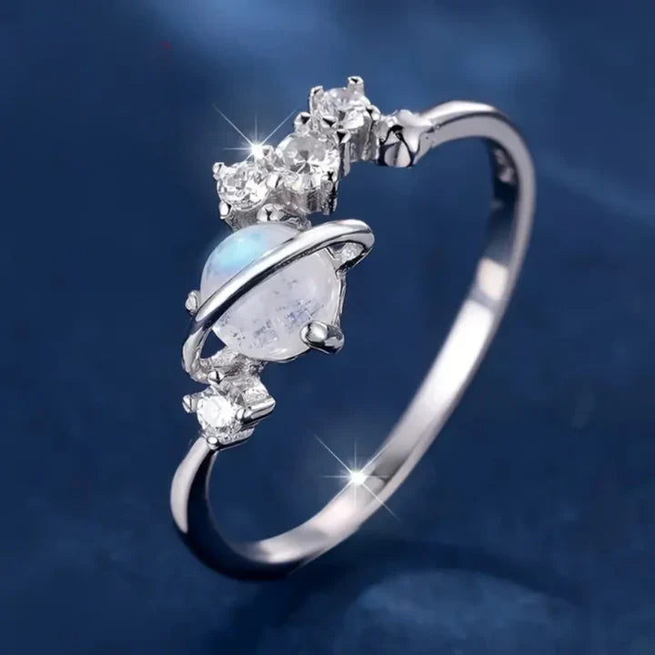 Hellweißer Opal Versilberter Ring