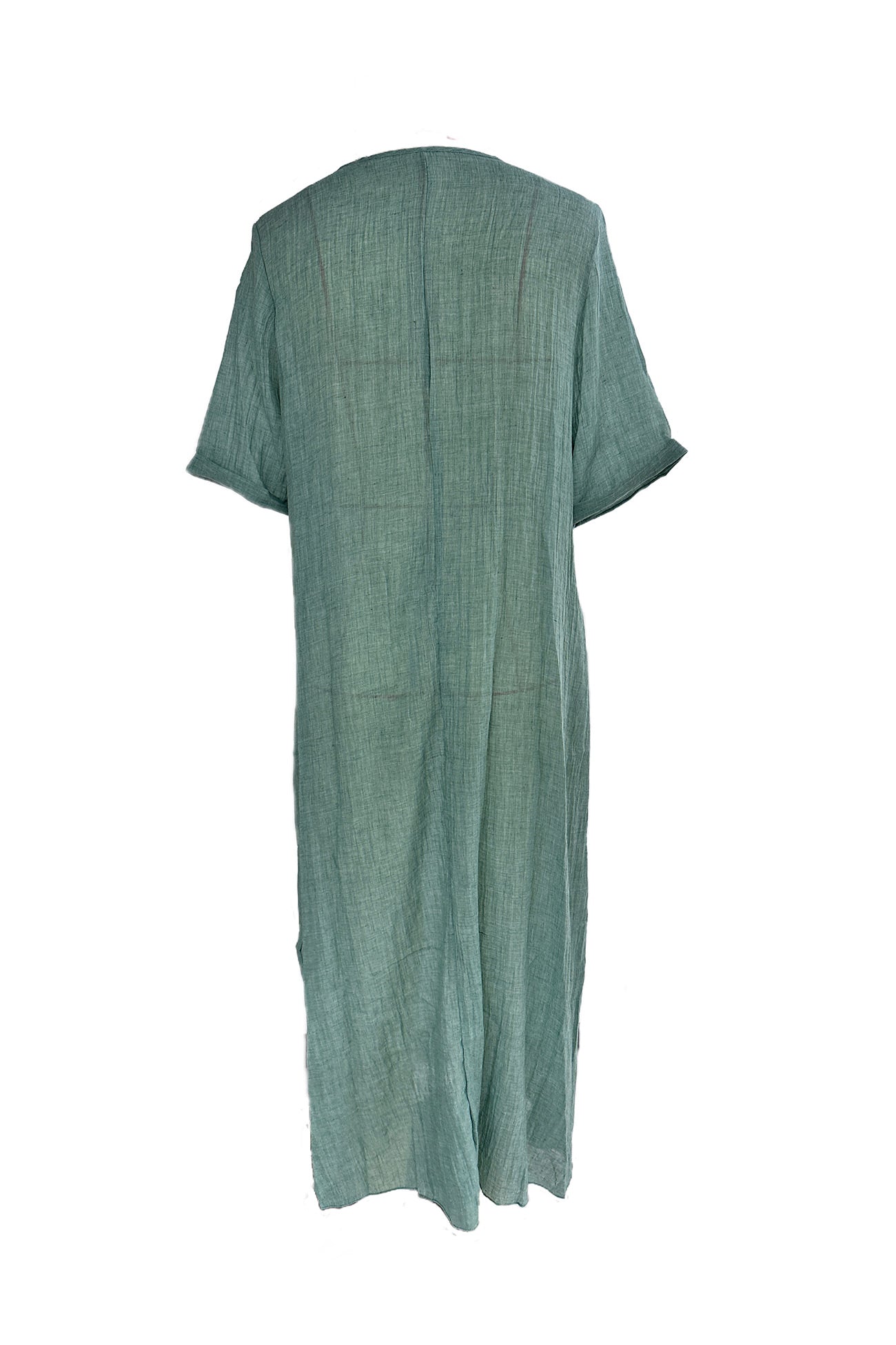 Nadine- Leinen V-ausschnitt Midi Kleid