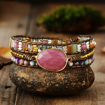 Natürliches Rhodonit & Jaspis Erdton Perlenarmband Für Damen