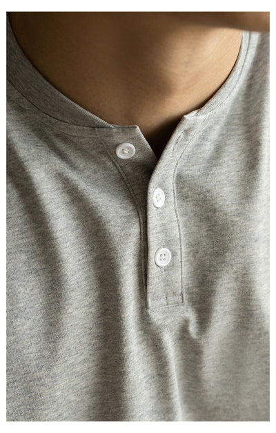 Herren T-Shirt mit Mao-Kragen aus Baumwolle im Freizeitstil - Damien