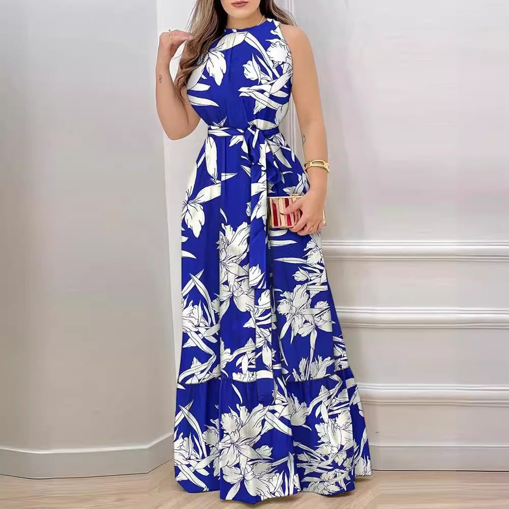 Jannike - Sommer-Maxikleid für Frauen mit Halfterkragen und Blumenprint