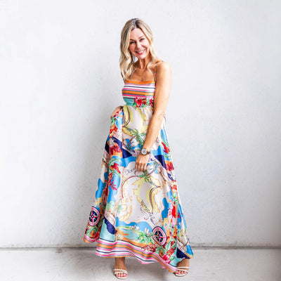 Stina - Lange Kleider mit hoher Taille und Trägern