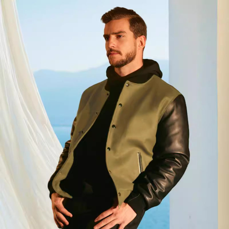 Herren stylische Bomberjacke mit Kontrastärmeln Aliams