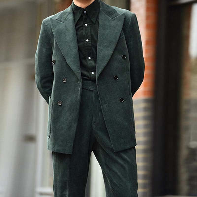 Herren eleganter Cord-Blazer mit doppelter Knopfleiste und praktischen Taschen Aliams