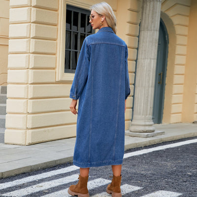 Langer Jeans Duster mit lockerer Passform für Frauen