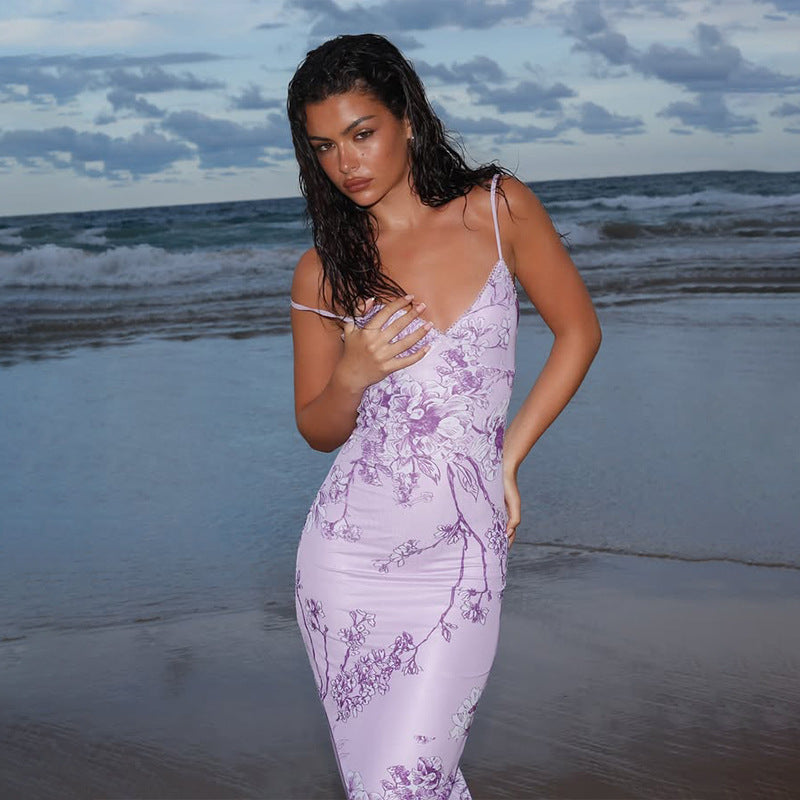 Aril - Kleid Slim Fit mit V-Ausschnitt und Blumenprint