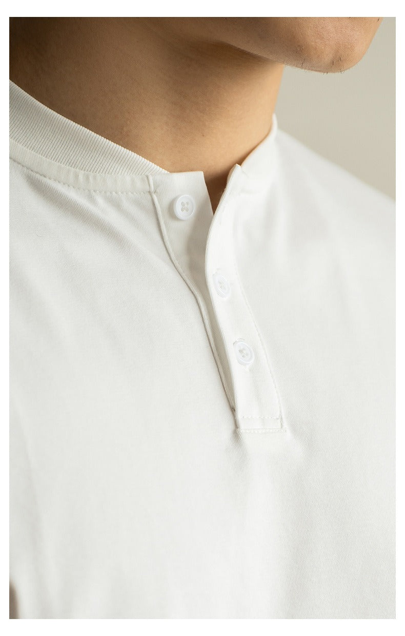 Herren T-Shirt mit Mao-Kragen aus Baumwolle im Freizeitstil - Damien