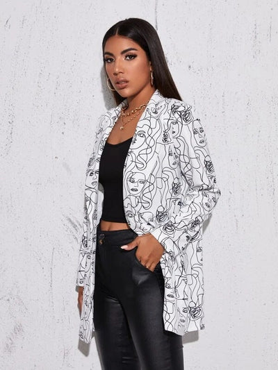 Künstlerisch bedruckter Blazer mit moderner Silhouette für Frauen