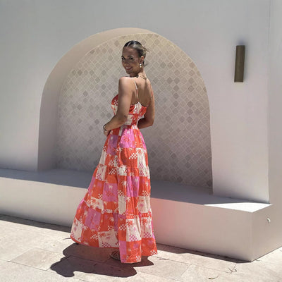 Thora - Fließendes Sommerkleid aus Patchwork ohne Ärmel