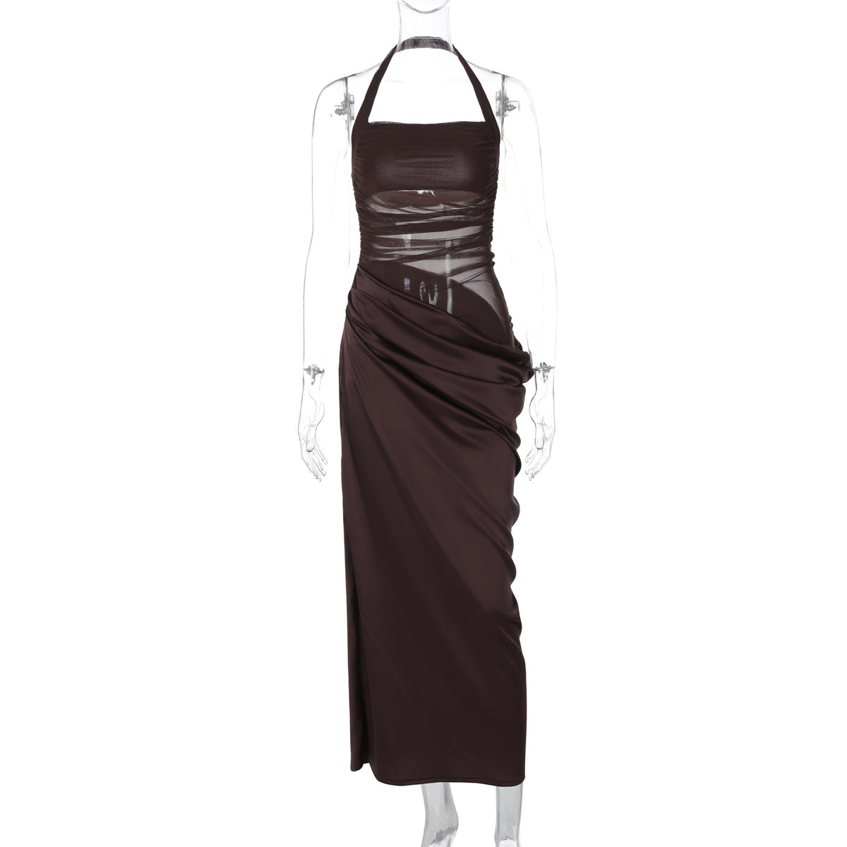 Irene - Maxi-Sommerkleid, Damen, Silhouette, eng anliegend, mit Halfterkragen