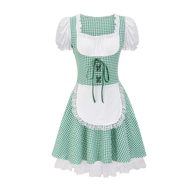 Damen Kariert Schulterfrei Oktoberfest Dirndl Kleid
