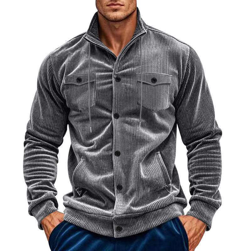 Herren cordjacke mit hochgeschlossenem Kragen und praktischen Pattentaschen Aliams