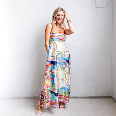 Stina - Lange Kleider mit hoher Taille und Trägern