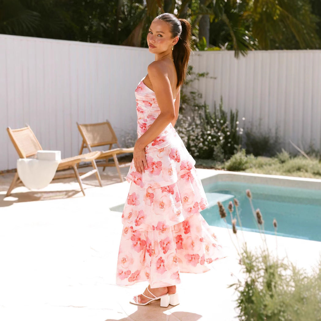 Sylvia - Elegantes Maxikleid mit Blumendruck