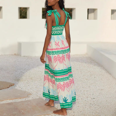 Jaelle - A-Line Maxikleid  Mit Geometrischem Blumenmuster Für Frühling/Sommer