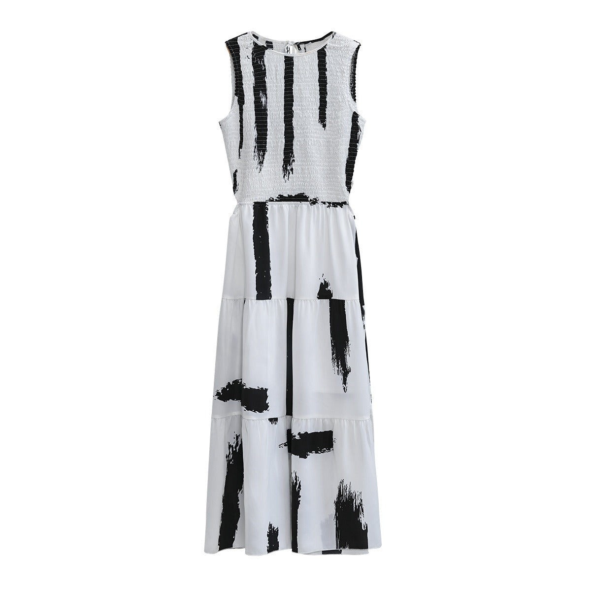 Kunstvoll bedrucktes Midikleid mit ausgestelltem Schnitt - Helena