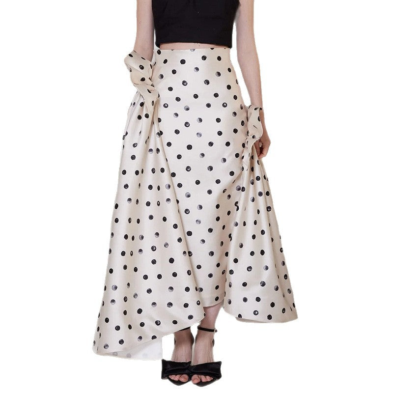 Eleganter Polka‑Dot Maxirock – A‑Linie & High Waist | Vegan Satin