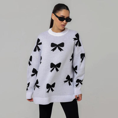 Pullover mit Schleifenprint und gemütlichem Stil für Frauen