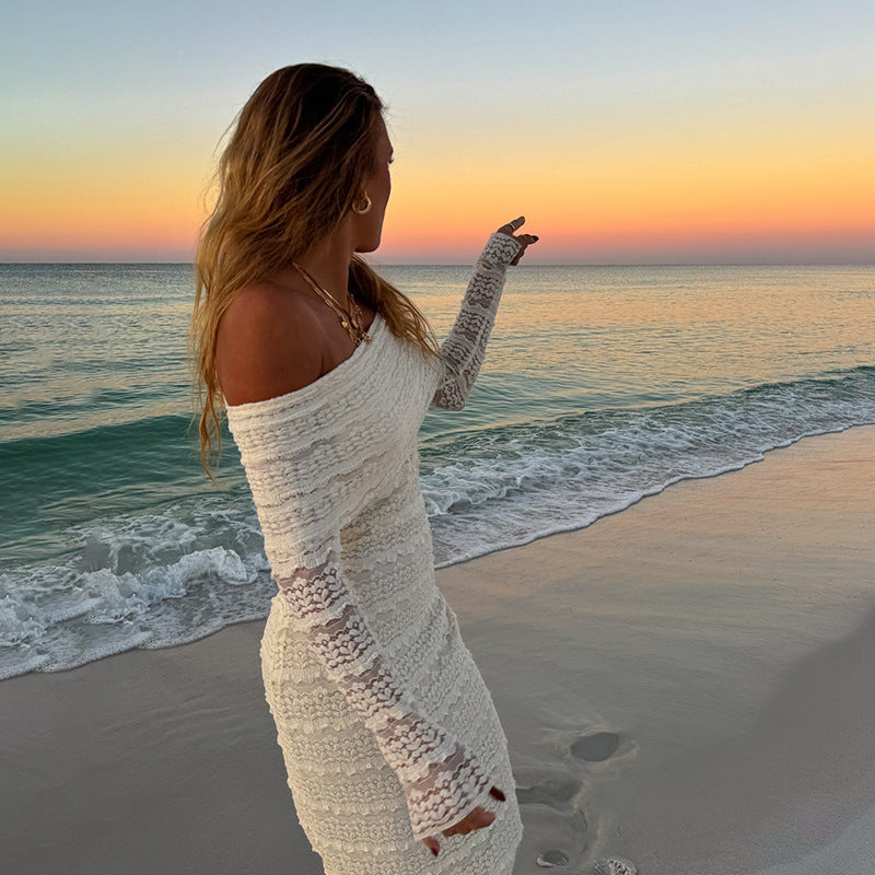 Hanna - Elegantes Maxikleid mit langen Ärmeln aus Spitze