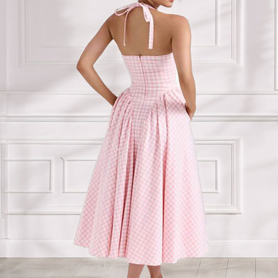 Volca - Slim Fit A-Line Midi Sommerkleid mit Faltenrock