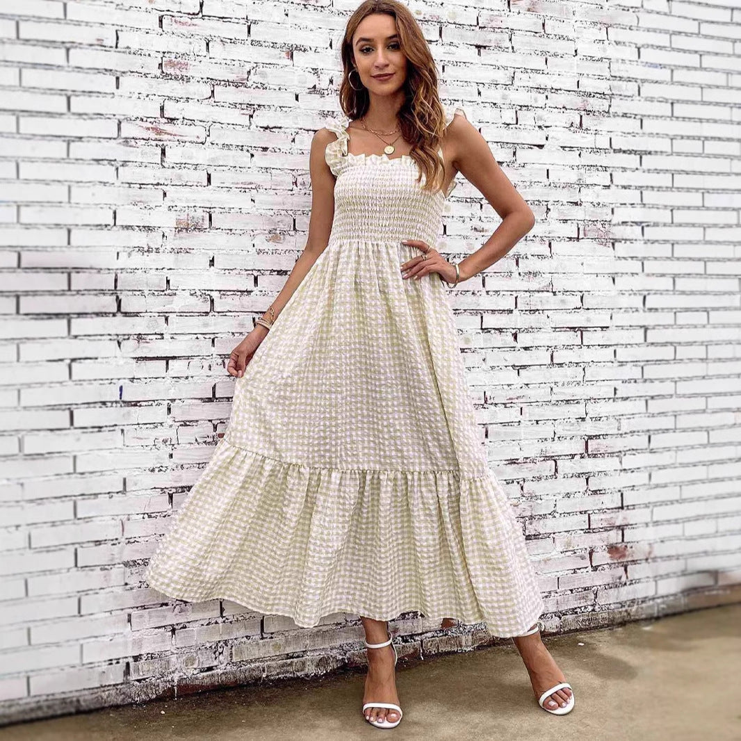 Erika - Langes Sommerkleid für A-Linie mit gesmokter Corsage & Trägern
