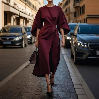 Elegantes Langes Abendkleid mit Fledermausärmeln - Tawni