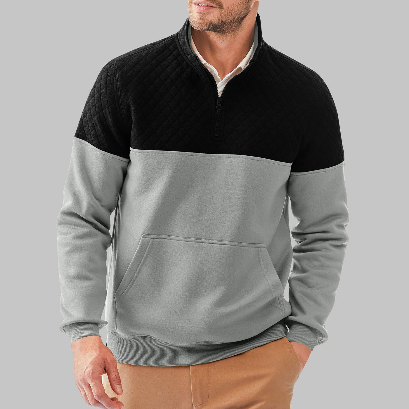 Herren gemütlicher Fleece-Pullover mit Stehkragen Aliams