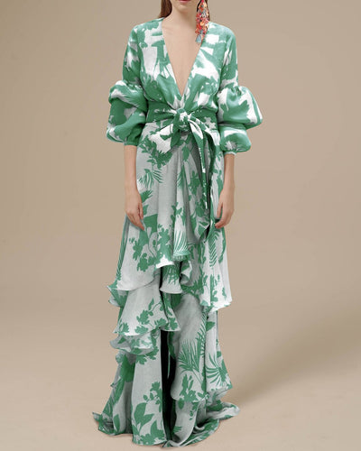 Geblümtes Chiffonkleid mit Volants und festlichem Flair für Frauen