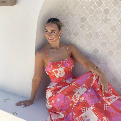 Thora - Fließendes Sommerkleid aus Patchwork ohne Ärmel