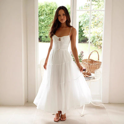 Eva - Neckholder-Sommerkleid mit Trägern und Stufenrock