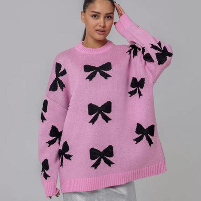 Pullover mit Schleifenprint und gemütlichem Stil für Frauen
