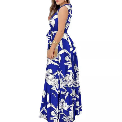 Jannike - Sommer-Maxikleid für Frauen mit Halfterkragen und Blumenprint