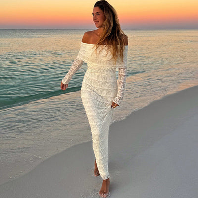 Hanna - Elegantes Maxikleid mit langen Ärmeln aus Spitze