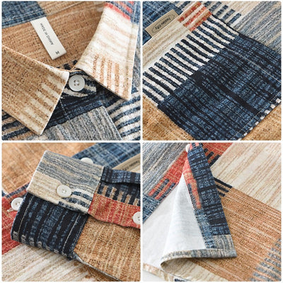 Herrenhemd Baumwolle Patchworkdruck lässiger Stil - Hector