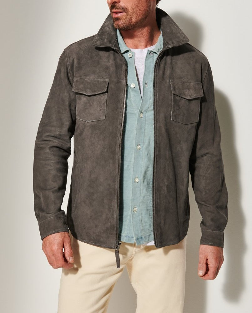 Herren elegante Wildlederjacke mit praktischen Brusttaschen Aliams