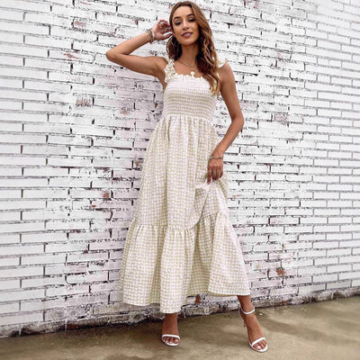 Erika - Langes Sommerkleid für A-Linie mit gesmokter Corsage & Trägern