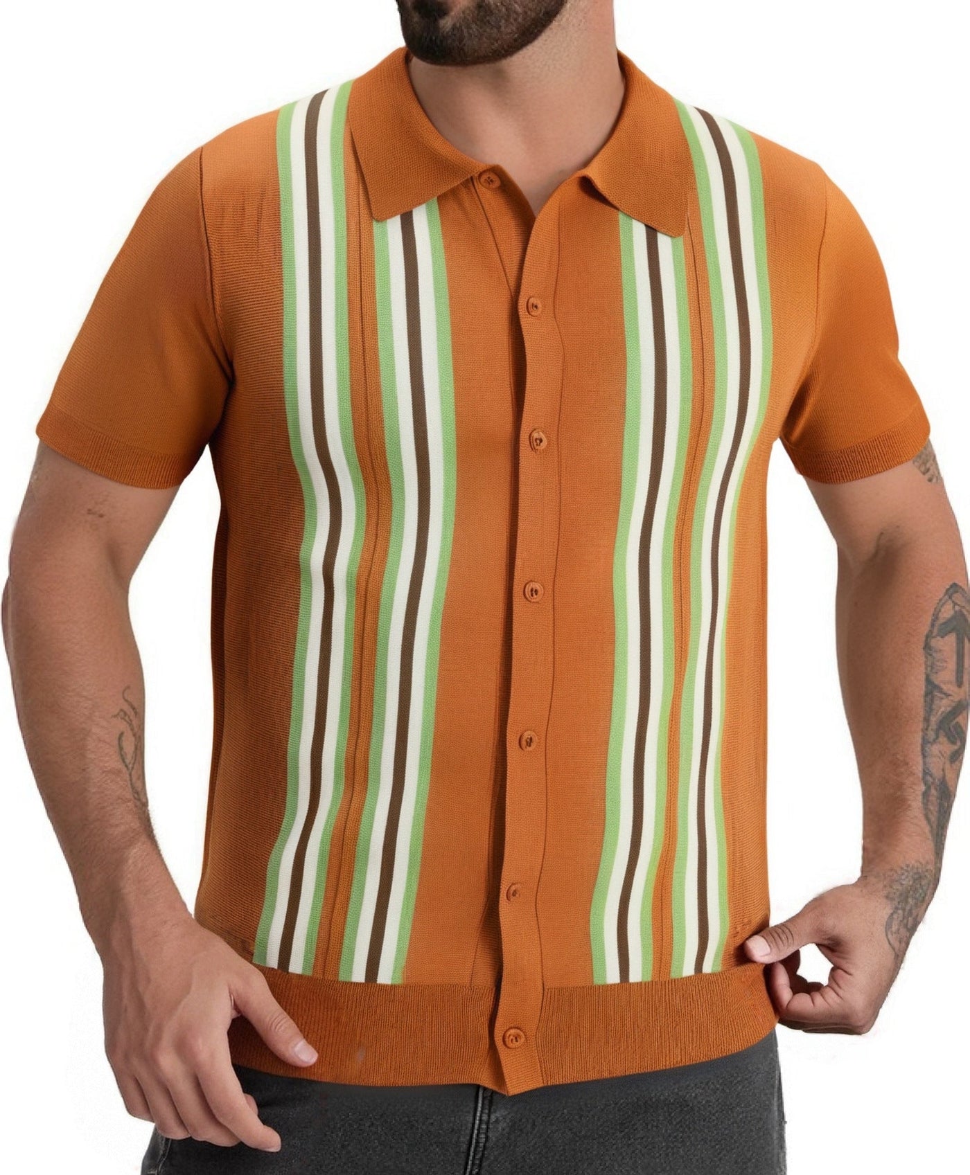 Herren kurzärmliges modisches Hemd mit Streifen Aliams