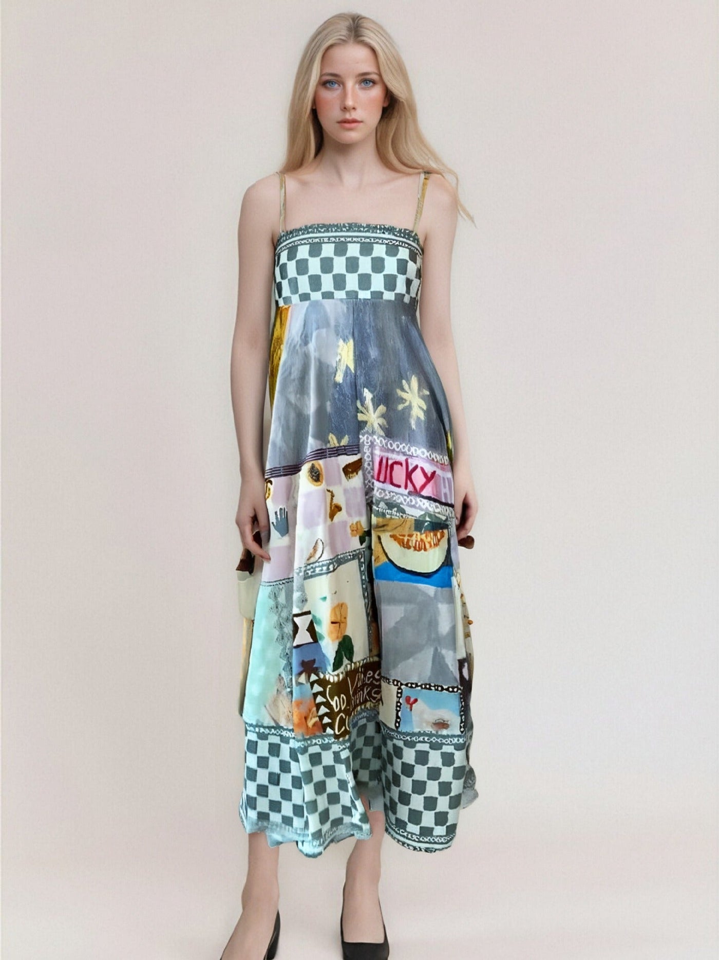 Anja - Trägerloses, hochtailliertes Sommerkleid mit Abstraktdruck