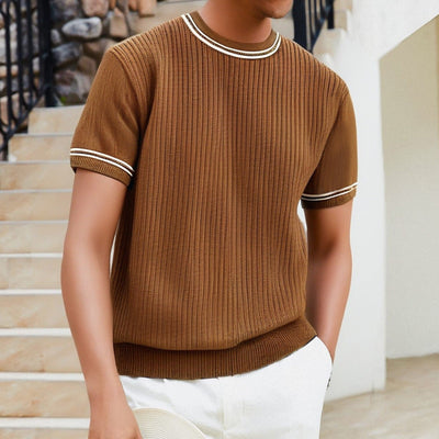 Rippenstrick-T-Shirt für Herren mit Rundhalsausschnitt - Elias