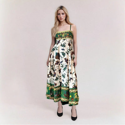 Anja - Trägerloses, hochtailliertes Sommerkleid mit Abstraktdruck