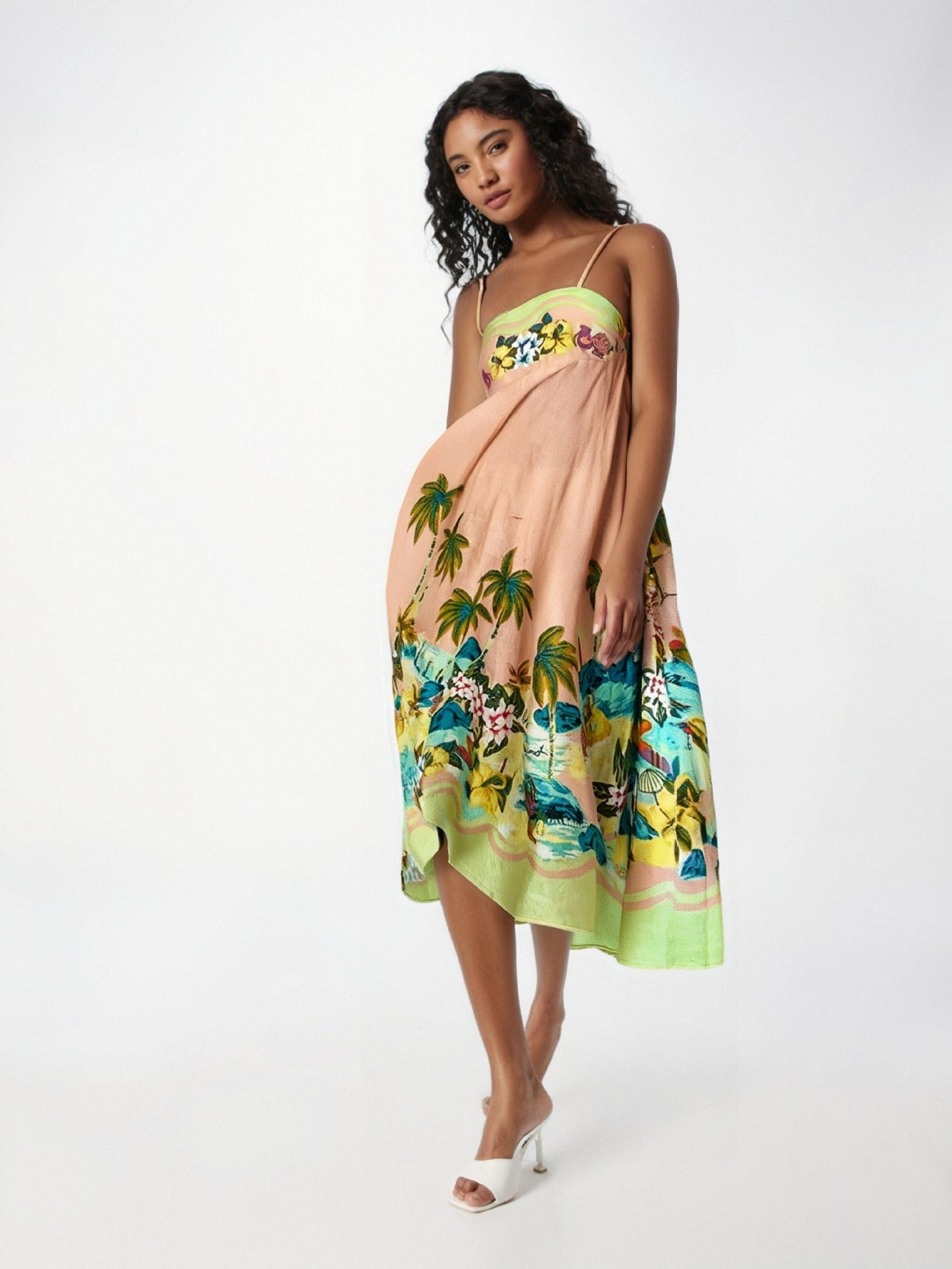 Anja - Trägerloses, hochtailliertes Sommerkleid mit Abstraktdruck