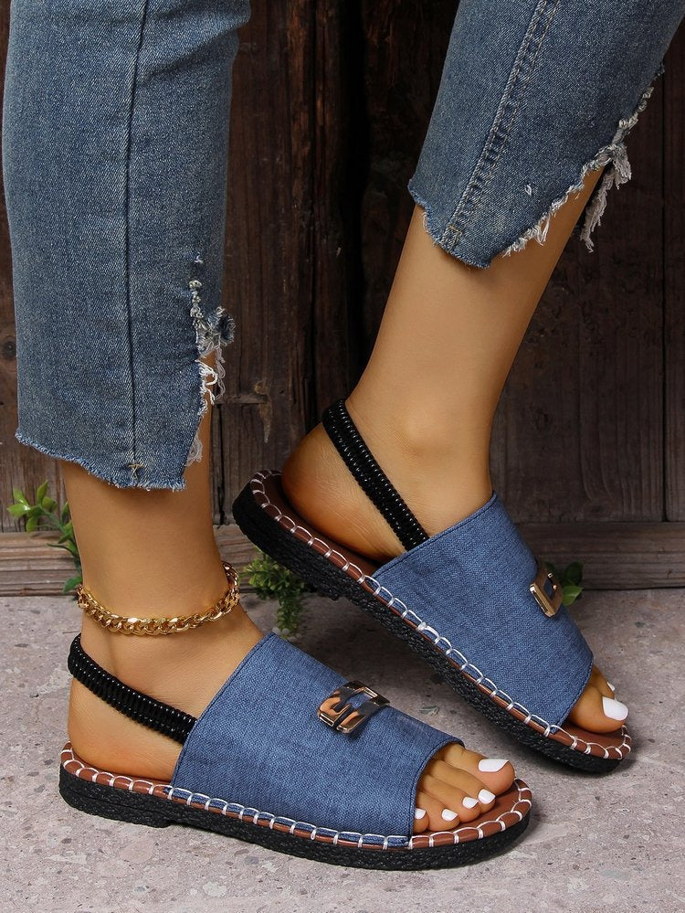 Flache Damen-Sandalen mit Monogramm-Druck - Amelia